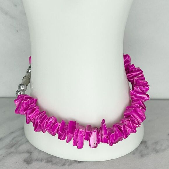 Pink Purple Puka Shell Beaded Screw Clasp Bracelet - Picture 5 of 9